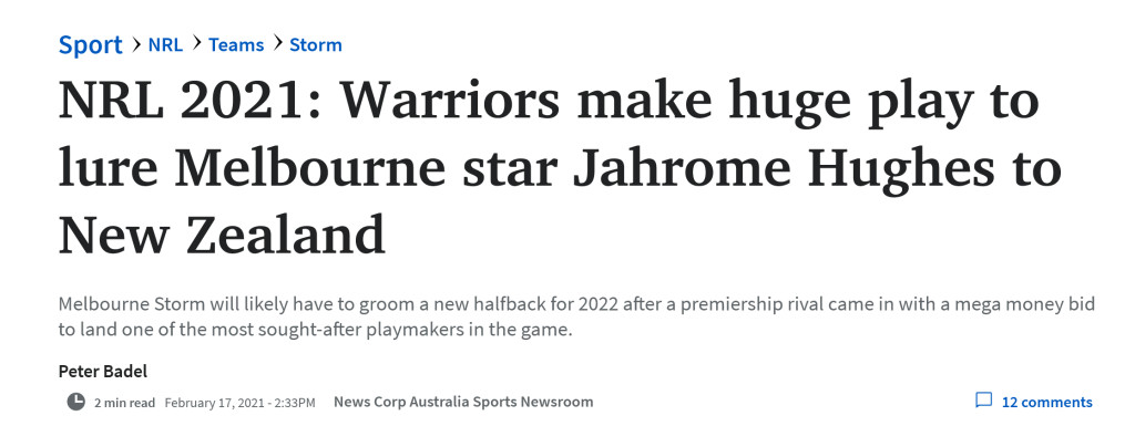 HScreenshot 2021 02 18 Massive bid set to knock premiers out of race for star