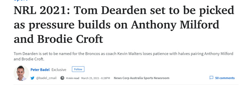 HScreenshot 2021 03 25 Dearden set to be picked as heat builds on halves