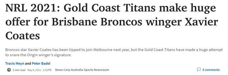 ScreenScreenshot 2021 05 08 at 14 58 16 Titans blow Broncos Storm away with bid for Coates