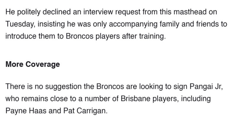 ScreenScreenshot 2024 01 10 at 15 02 54 Ex NRL star spotted at Broncos training after shock re