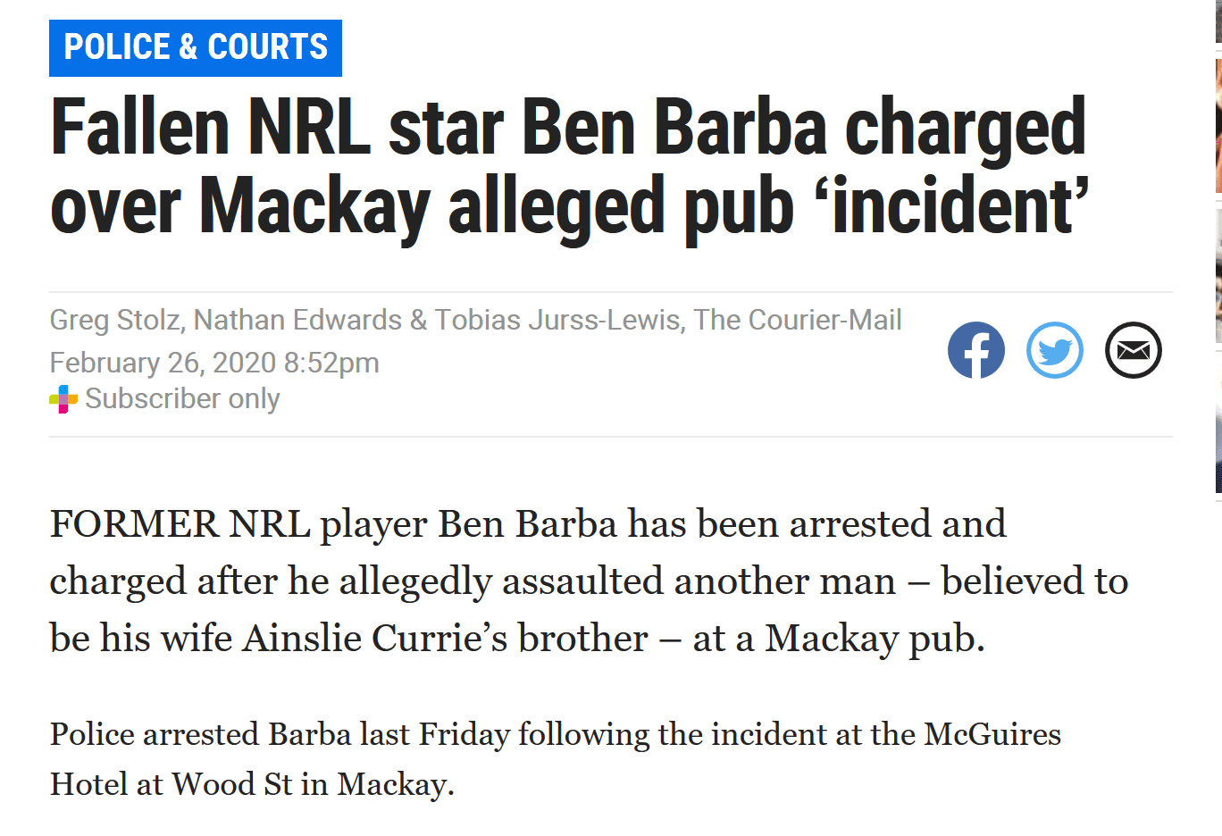 Screenshot 2020 02 26 Ben Barba charged over pub incident