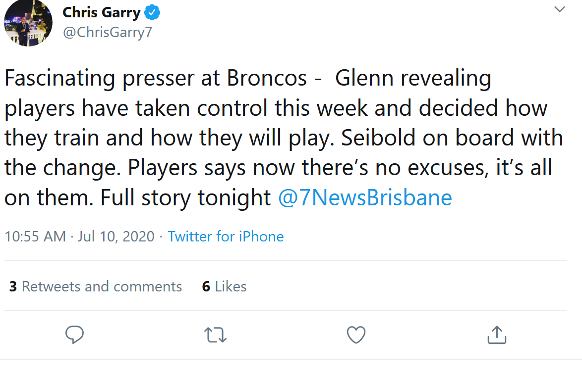 Screenshot 2020 07 10 Chris Garry on Twitter Fascinating presser at Broncos   Glenn revealing 