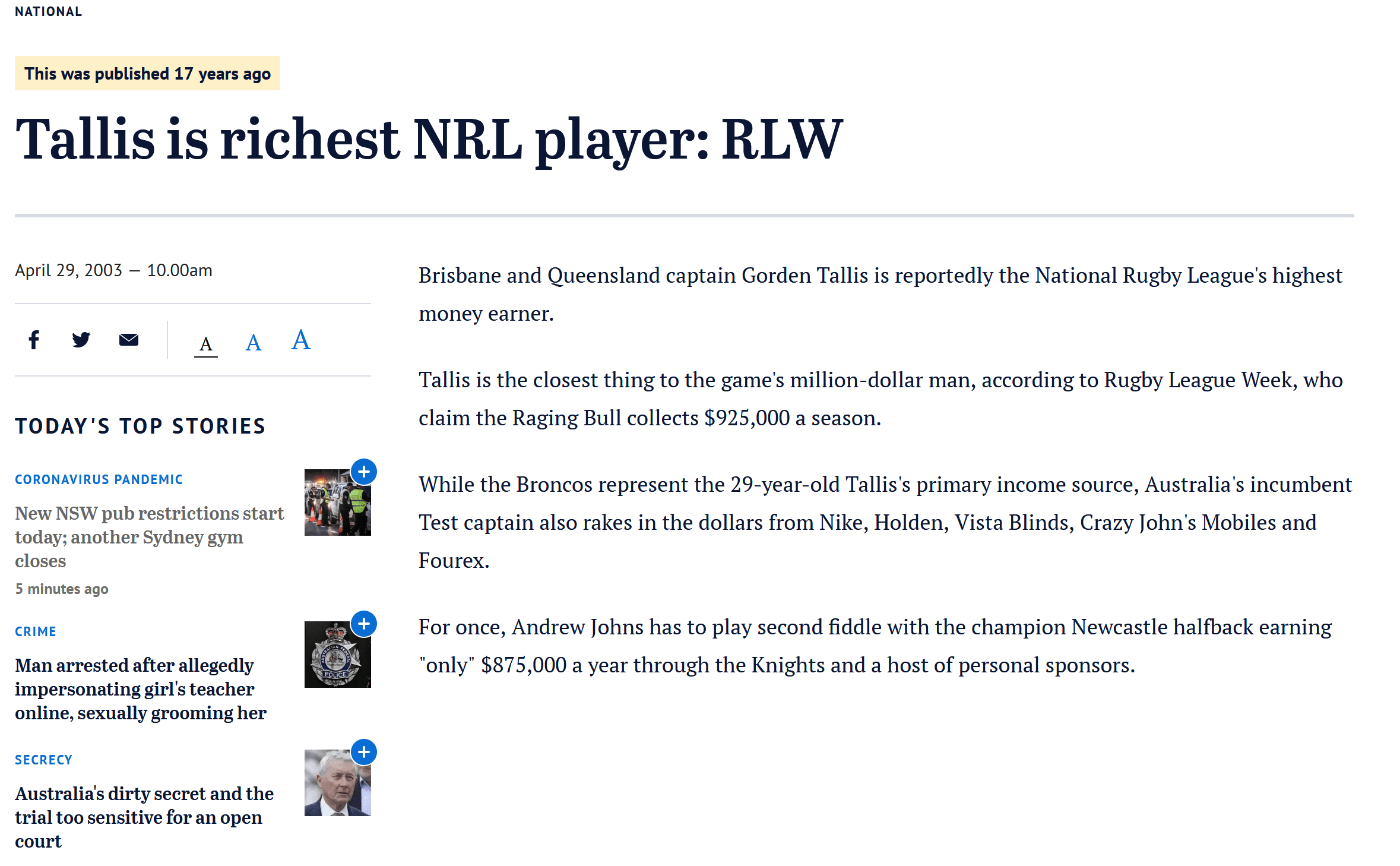 Screenshot 2020 07 17 Tallis is richest NRL player RLW