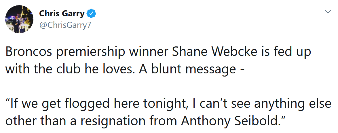 Screenshot 2020 07 25 1 Chris Garry on Twitter Broncos premiership winner Shane Webcke is fe