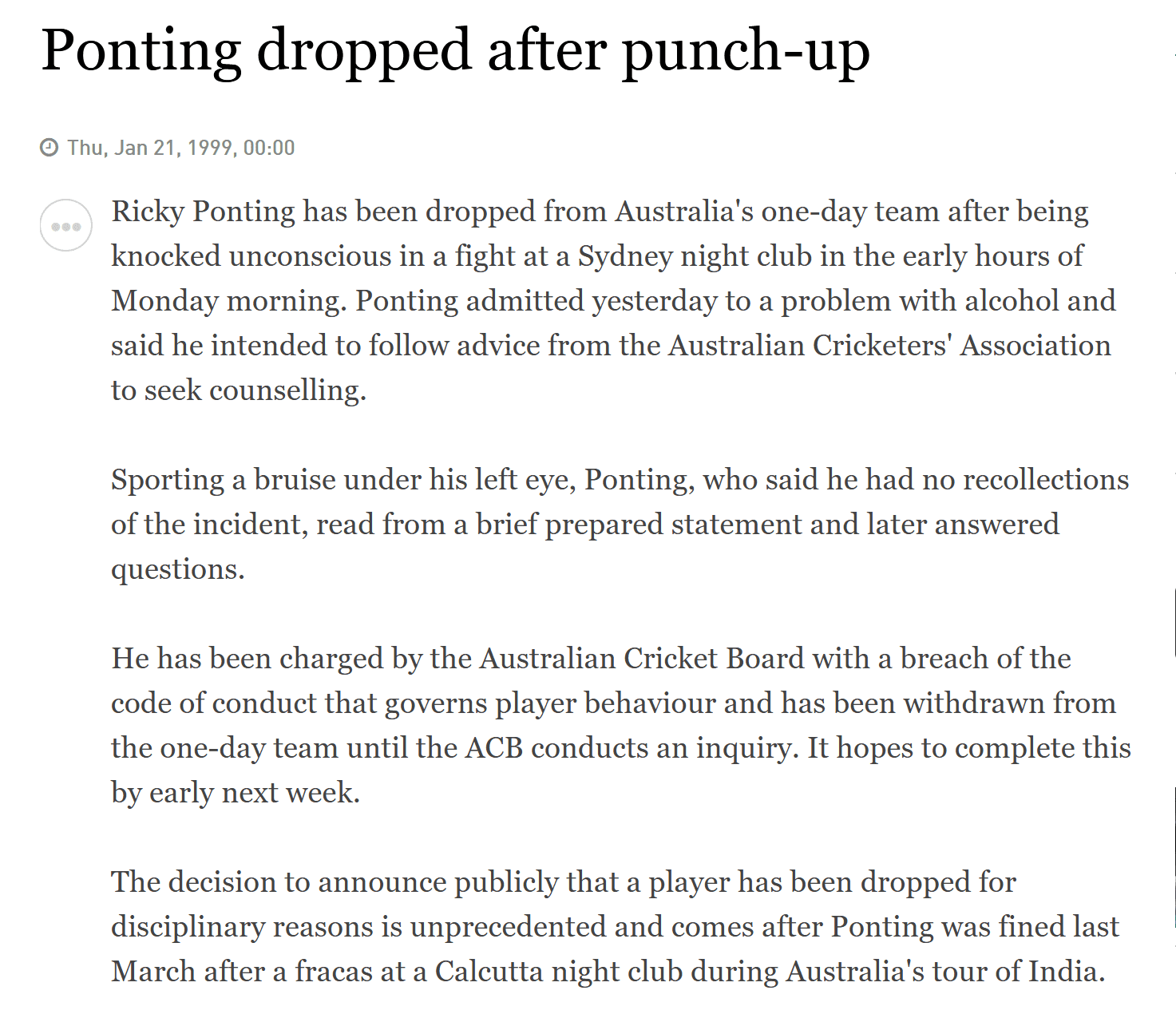 Screenshot 2021 01 18 Ponting dropped after punch up