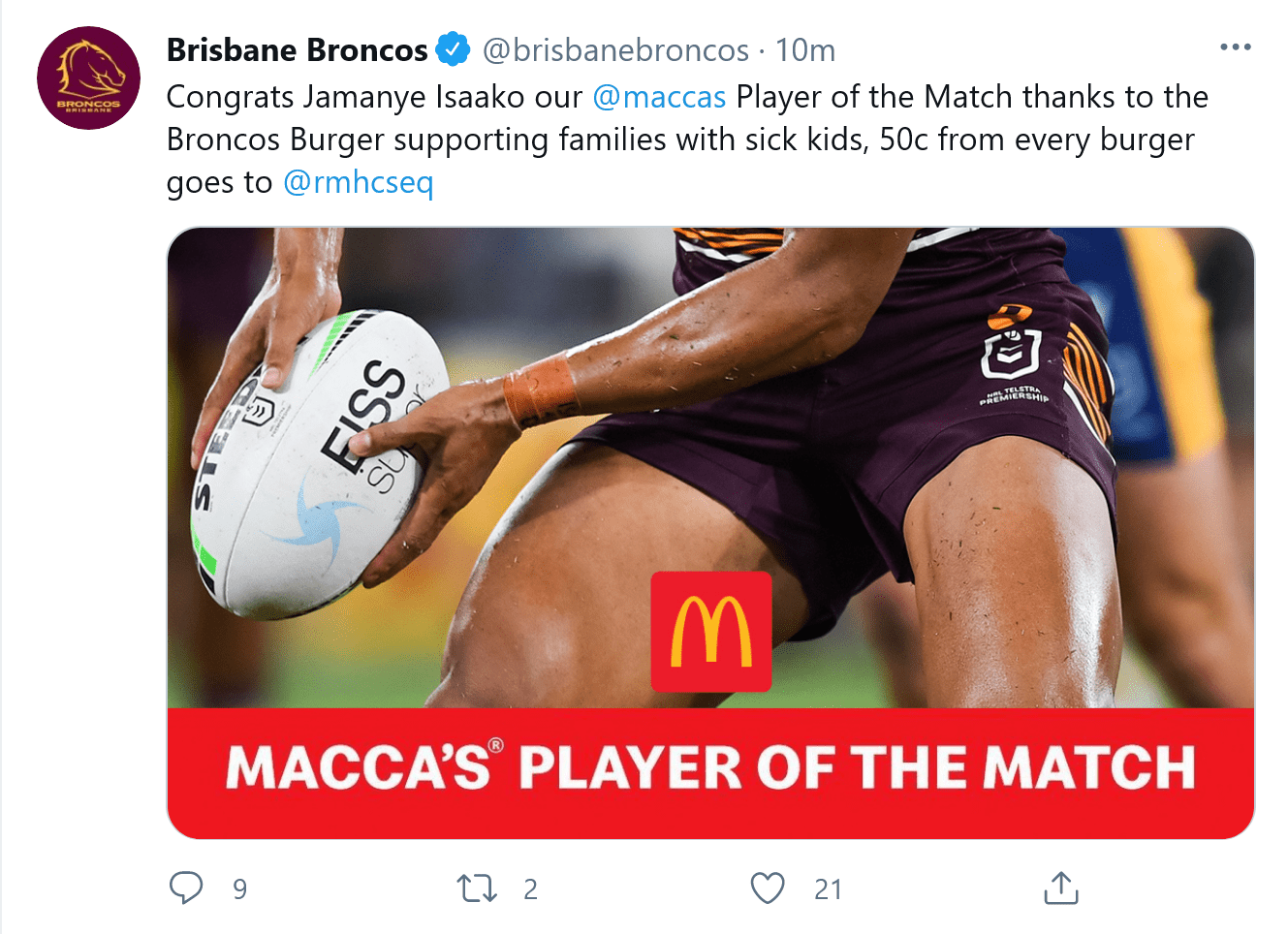 Screenshot 2021 03 12 Brisbane Broncos  brisbanebroncos Twitter