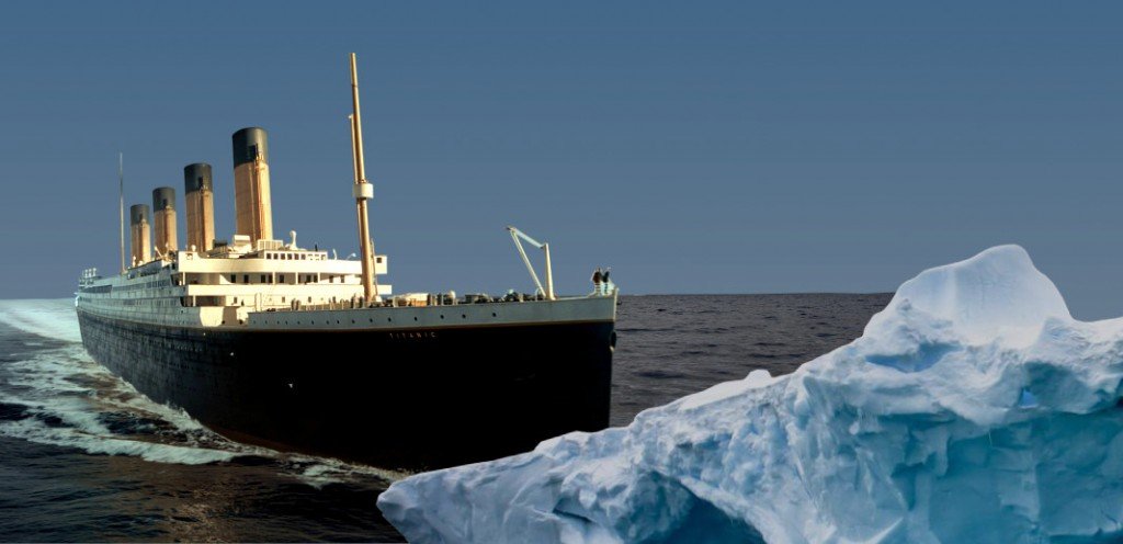 Titanic collide on iceberg ship sea